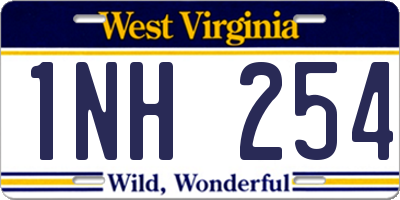 WV license plate 1NH254