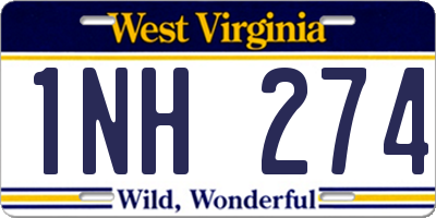 WV license plate 1NH274