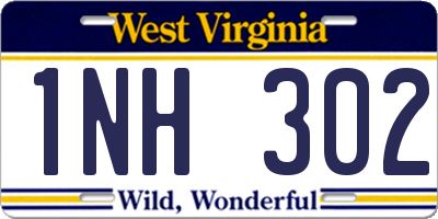 WV license plate 1NH302