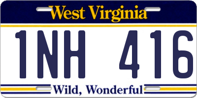 WV license plate 1NH416