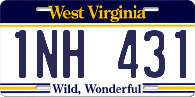 WV license plate 1NH431