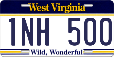WV license plate 1NH500
