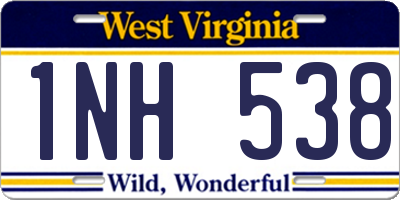 WV license plate 1NH538