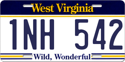 WV license plate 1NH542