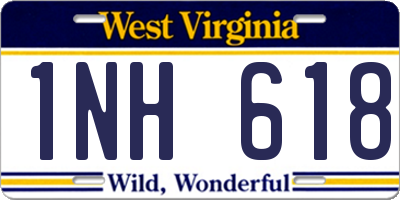 WV license plate 1NH618