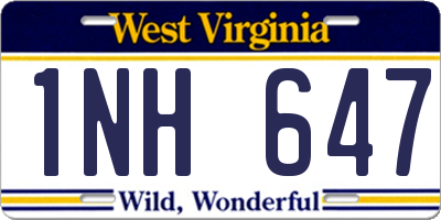 WV license plate 1NH647