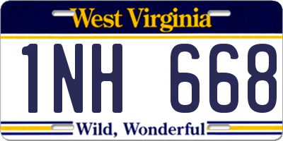 WV license plate 1NH668
