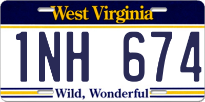 WV license plate 1NH674