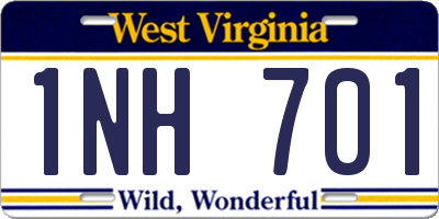 WV license plate 1NH701