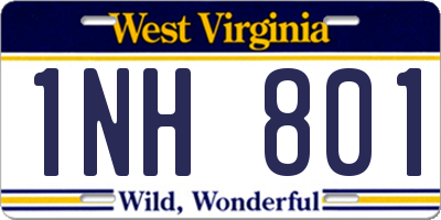 WV license plate 1NH801