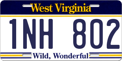 WV license plate 1NH802