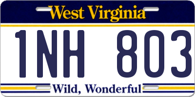 WV license plate 1NH803