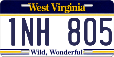 WV license plate 1NH805