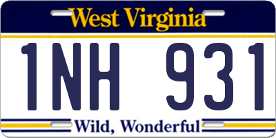 WV license plate 1NH931
