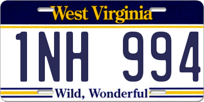 WV license plate 1NH994