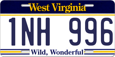 WV license plate 1NH996