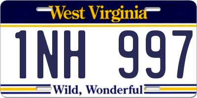 WV license plate 1NH997