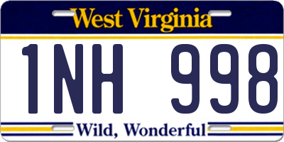 WV license plate 1NH998