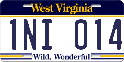 WV license plate 1NI014