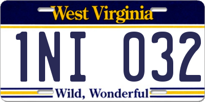 WV license plate 1NI032