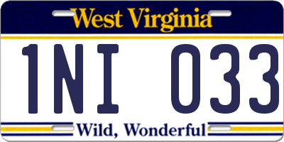 WV license plate 1NI033