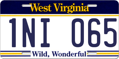WV license plate 1NI065