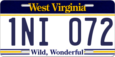 WV license plate 1NI072