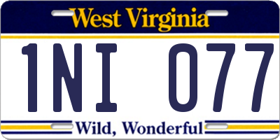 WV license plate 1NI077