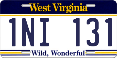 WV license plate 1NI131
