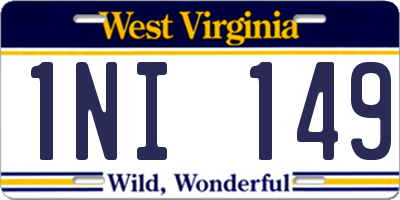 WV license plate 1NI149