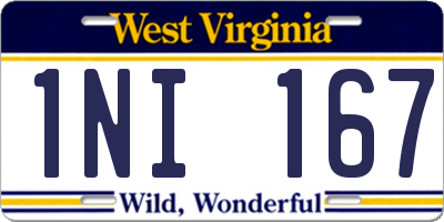 WV license plate 1NI167