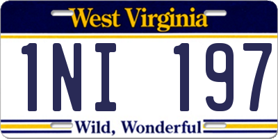 WV license plate 1NI197
