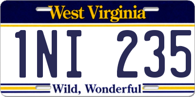 WV license plate 1NI235