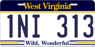 WV license plate 1NI313