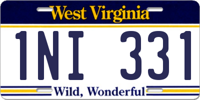 WV license plate 1NI331