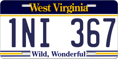 WV license plate 1NI367