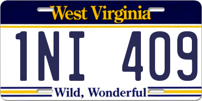WV license plate 1NI409