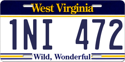 WV license plate 1NI472