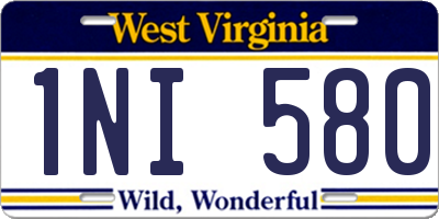 WV license plate 1NI580