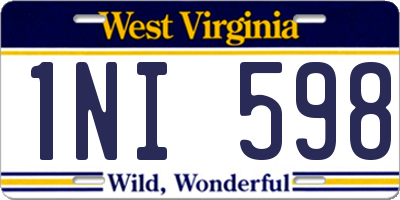 WV license plate 1NI598