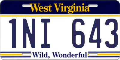 WV license plate 1NI643