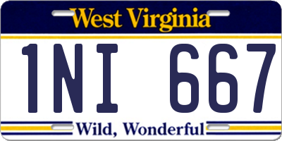 WV license plate 1NI667