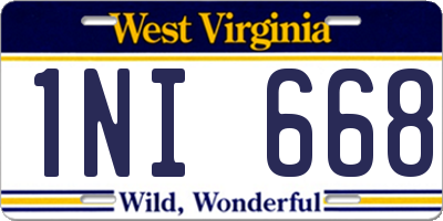 WV license plate 1NI668