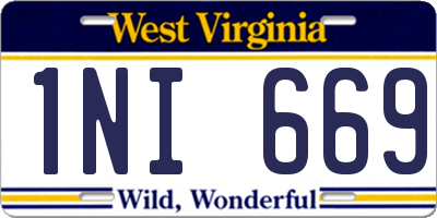 WV license plate 1NI669
