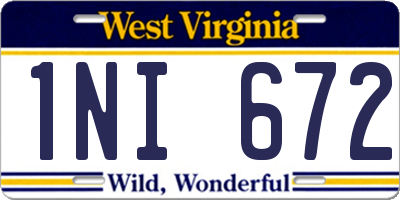 WV license plate 1NI672