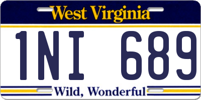 WV license plate 1NI689