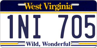 WV license plate 1NI705