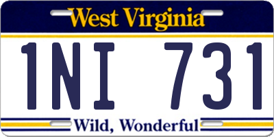 WV license plate 1NI731