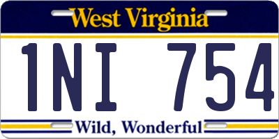 WV license plate 1NI754