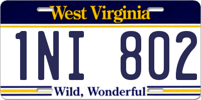 WV license plate 1NI802